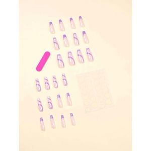 Purple Swirl Nail Set with Clouds